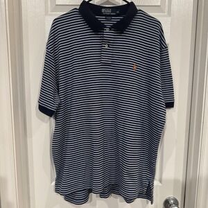 Polo Ralph Lauren 100% Cotton Blue & White Striped Short Sleeve Size X-Large XL